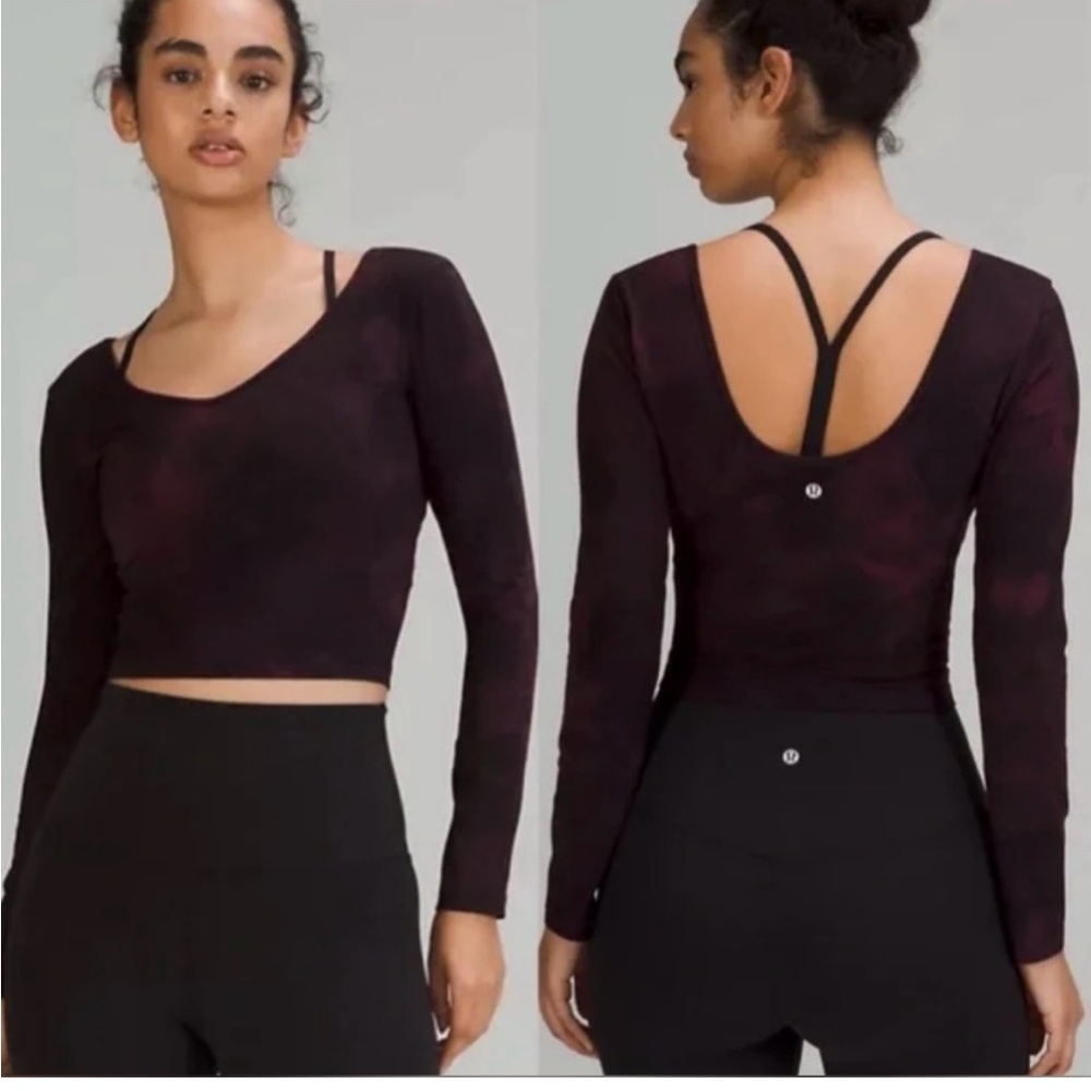 Lululemon Align Long Sleeve Shirt Diamond Dye Burgundy buttery-soft Nulu‎ Size 2